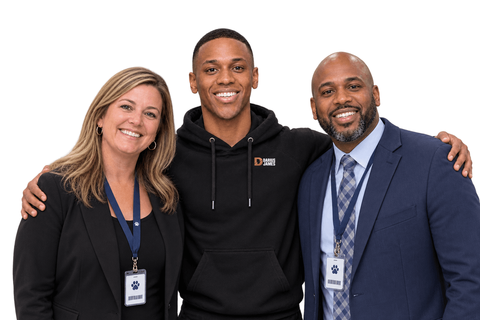 Darius James with school administrators